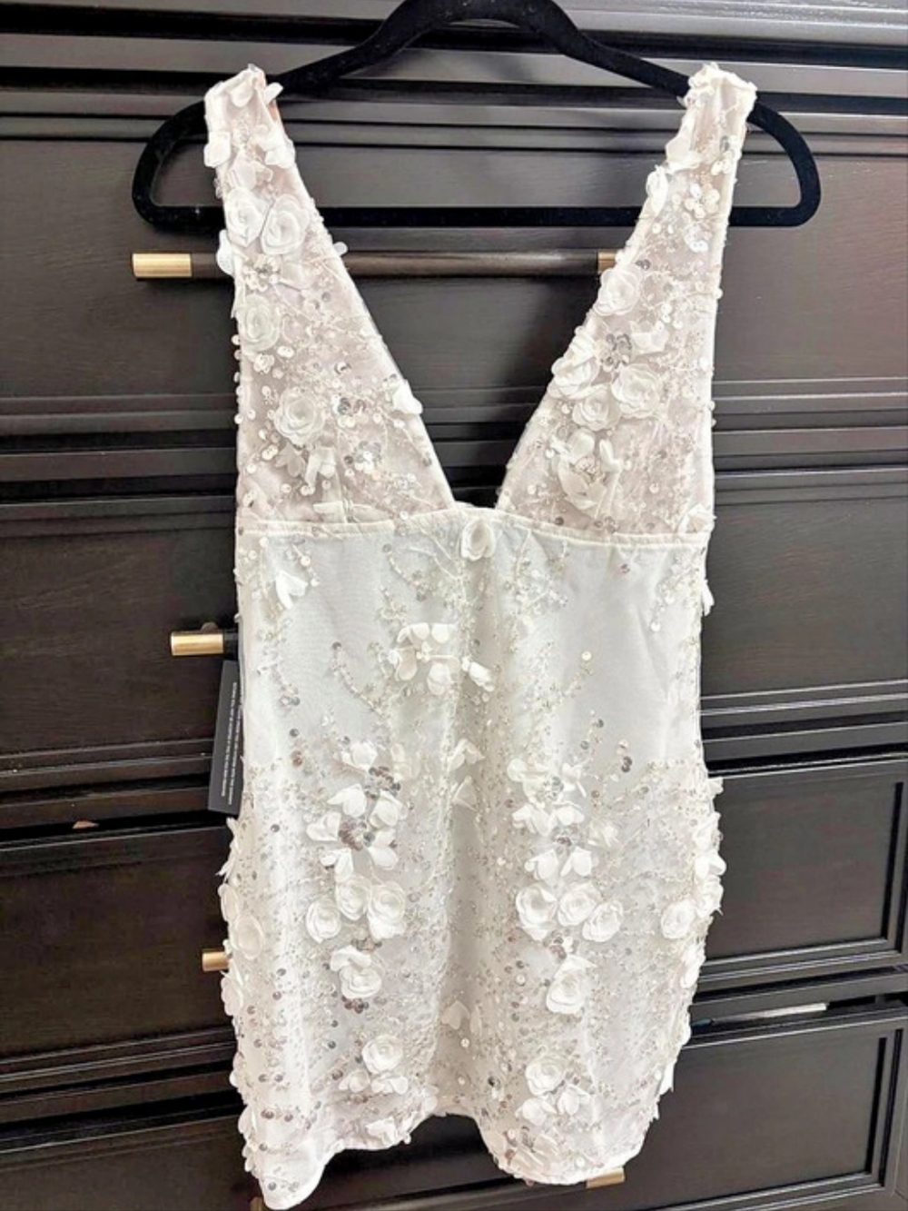 White Fox Floral Sequin Mini Dress Size Medium NWT